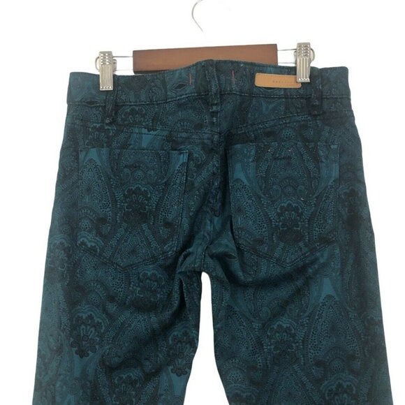 Sanctuary Womens Size 26 Teal Black Paisley Print Skinny Jeans - Picture 4 of 5